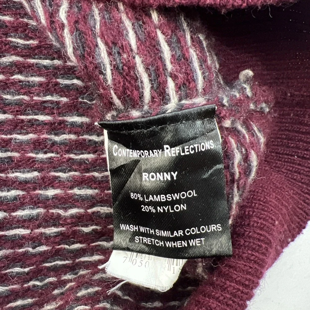 Contemporary Reflections Women's Ronny Lambswool Blend‎ Wine Sweater Size M